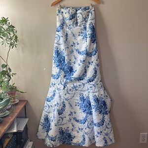 Sherri Hill Blue and White Floral Gown